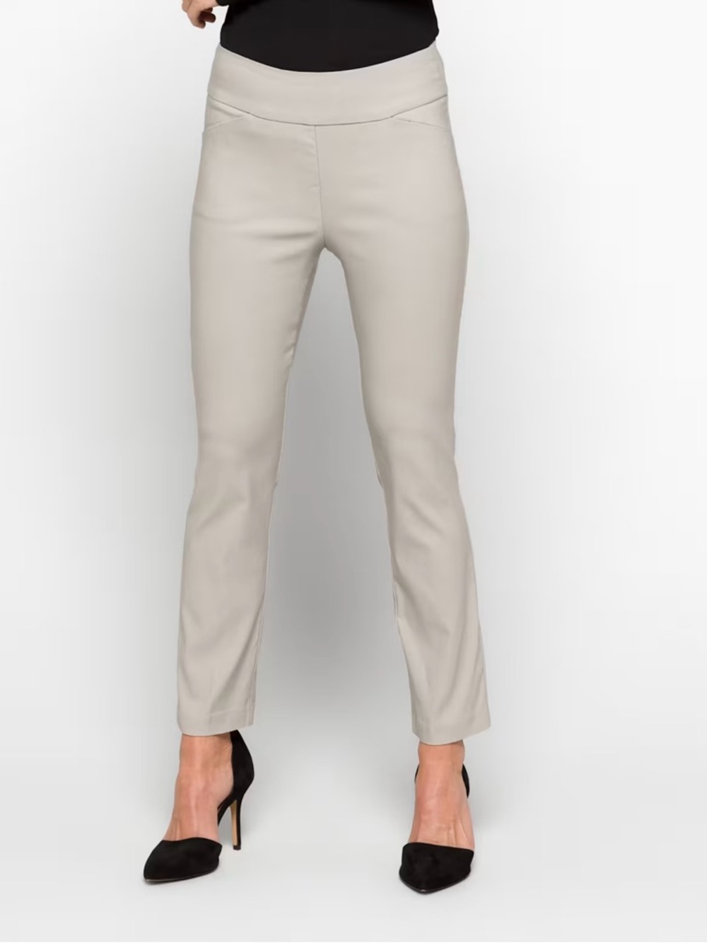 Tribal Light Grey Stretch Fia High Rise Straight Pull-on Trouser. Fitted Size 6.